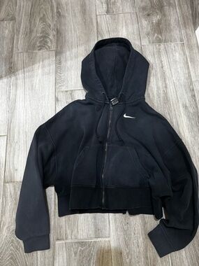 Nike Black Cropped Zip-Up Hoodie Jacket